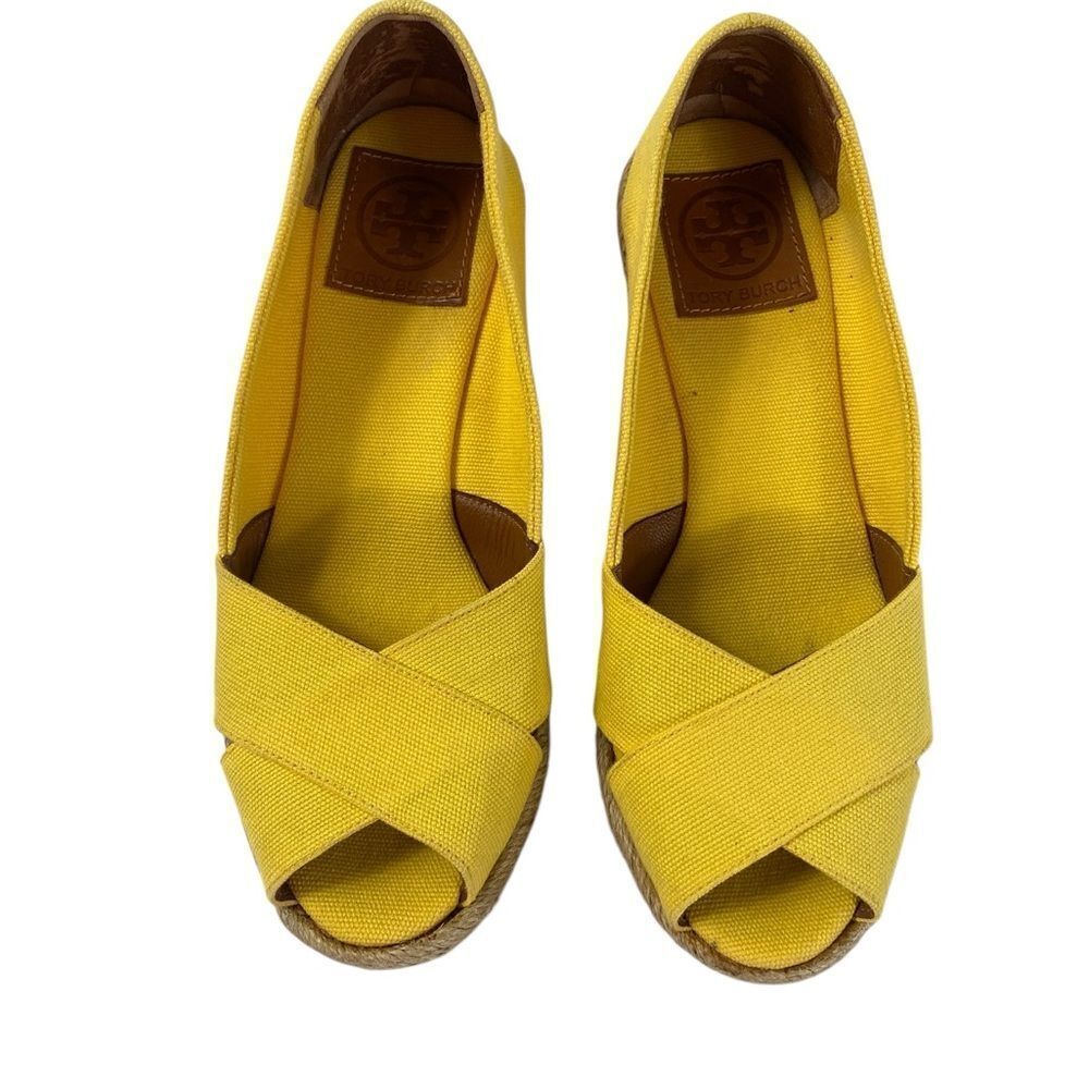 Tory Burch Yellow Espadrille Shoes with Crossover Straps